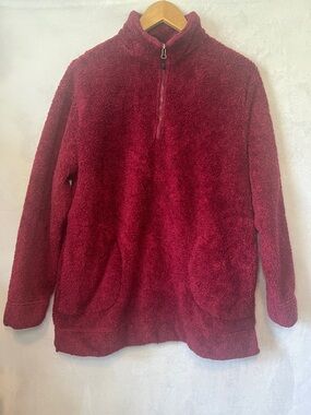 Stillwater Supply Co. Sophia "Softy" 1/4 Zip Sherpa Pullover Size M Burgundy
